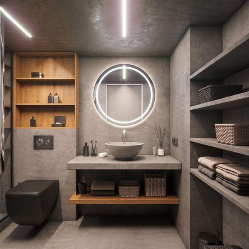 Modern wash area interior design - KSR Constructions